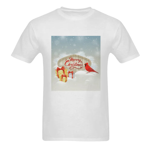 Red Bird Winter Scene Shirt, Christmas Cardinal T-Shirt, Festive Holiday Cardinal Tee, Merry Xmas Graphic T-Shirt, Nature Lov