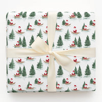 Watercolor Forest Gift Wrap, Santa in Canoe Wrapping Paper, Pine Tree Christmas Wrapping Paper, Outdoor Holiday Gift Wrap
