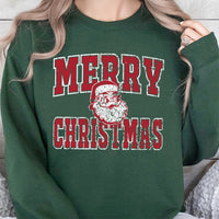 Distressed Vintage Santa Graphic Sweatshirt, Merry Christmas Santa Sweatshirt, Retro Holiday Crewneck, Festive Xmas Graphic Pullover