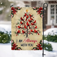 Christmas Tree Memorial Yard Flag, I Am Always with You Cardinal Garden Flag, Double-Sided Bereavement Flag, Red Bird Lawn Decor