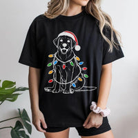 Festive Dog with Holiday Lights Shirt, Labrador Christmas T-Shirt, Adorable Lab Dog Graphic Tee, Dog Lover Xmas Holiday T-Shirt, Pet Present