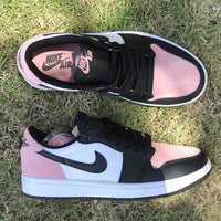 Low Top Sneakers, Black Pink Colorway, Lace Up Design, Casual Gift for Sneaker Fans