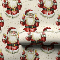 Humorous Holiday Toast Gift Wrap, Watercolor Santa Toasting Champagne Wrapping Paper, Festive Santa Claus Wrapping Paper, Adult Christmas Wrap