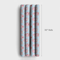 Pastel Christmas Wrapping Paper, Pink Gingerbread House Wrapping Paper, Watercolor Holiday Gift Wrap, Adorable Winter Present Wrapping Paper