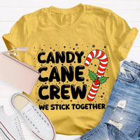 Matching Holiday Crew Shirt, We Stick Together Christmas Candy Cane T-Shirt, Adorable Candy Cane Graphic Tee, Winter Christmas Group Tee