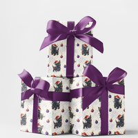Adorable Santa Hat Dog Gift Wrap, Terrier Christmas Wrapping Paper, Jingle Paw Festive Terrier Wrapping Paper, Holiday Puppy Lover Gift Wrap