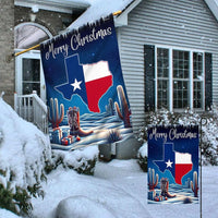 Double-Sided Lone Star State Yard Flag, Texas Merry Christmas Y'all Garden Flag, Southern Rustic Holiday Lawn Flag