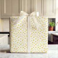 Yellow Winter Snowflake Gift Wrap, Golden Snowflake Wrapping Paper, Elegant Holiday Wrapping Paper, Christmas Present Paper, Gift Wrap Roll