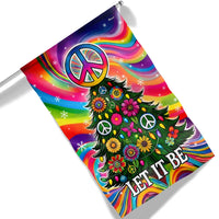 Rainbow Tie-Dye Xmas Tree Flag, Hippie Peace Sign Christmas Garden Flag, Boho Holiday Garden Flag, Double-Sided Yard Decor Present
