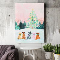 Festive Dog Lover Wall Art, Watercolor Christmas Dogs Canvas, Holiday Puppy Canvas Print, Winter Dog Lover Canvas, Pet Owner Holiday Decor