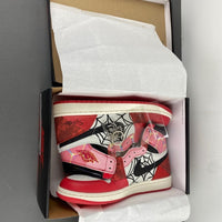 High Top Sneakers, Red Beige Black Colorway, Lace Up Design, Casual Gift for Sneaker Fans