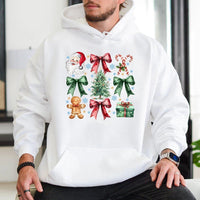 Watercolor Santa Gingerbread Man Hooded Sweatshirt, Christmas Graphic Hoodie, Adorable Xmas Pullover, Festive Winter Holiday Present for Women