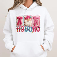 Faux Yarn Christmas Hoodie, Santa Claus Ho Ho Ho Hoodie, Retro Santa Sweatshirt, Holiday Santa Claus Pullover, Winter Xmas Present for Women