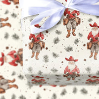 Western Watercolor Christmas Gift Wrap, Cowboy Santa Wrapping Paper, Rustic Holiday Santa Wrapping Paper, Country Cowgirl Xmas Gift Wrap