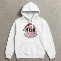 Cool Santa Hoodie, Bubble Gum Santa Hoodie, Heart Sunglasses Santa Pullover, Retro Christmas Hoodie, Humorous Holiday Hooded Sweatshirt
