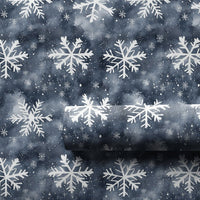 Deep Blue Night Sky Holiday Gift Wrap, Winter Snowflake Wrapping Paper, Watercolor White Snowflakes Wrapping Paper, Christmas Present Wrap