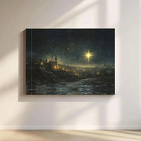 Night Nativity Scene Canvas Print, Star of Bethlehem Canvas Wall Art, Christian Wall Decor, Religious Christmas Decor Canvas Art Present