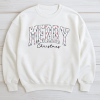 Varsity Lettering Holiday Crewneck, Merry Christmas Tree Sweatshirt, Retro Christmas Graphic Sweater, Festive Winter Holiday Sweatshirt