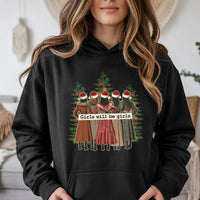 Christmas Best Friend Graphic Hoodie, Girls Will Be Girls Hoodie, Matching Holiday Sweatshirt, Adorable Winter Besties Hooded Pullover