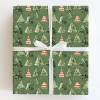 Sage Green Christmas Tree Wrapping Paper, Watercolor Pine Tree Wrapping Paper, Rustic Winter Gift Wrap, Holiday Present Wrapping Paper