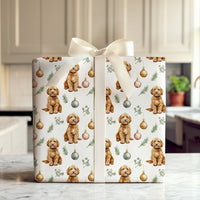 Adorable Dog Holiday Gift Wrap, Cavapoo Christmas Wrapping Paper, Watercolor Puppy Present Wrap, Dog Lover Christmas Present Paper Roll Supplies