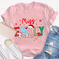 Custom Snowflake Holiday T-Shirt, Personalized Christmas Lights Teacher Shirt, Festive Classroom Graphic Tee, Teacher Xmas Present