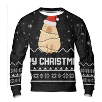 Humorous Capybara Santa Hat Sweatshirt, Capybara Ugly Christmas Sweater, Adorable Animal Holiday Crewneck, Festive Xmas Party Pullover