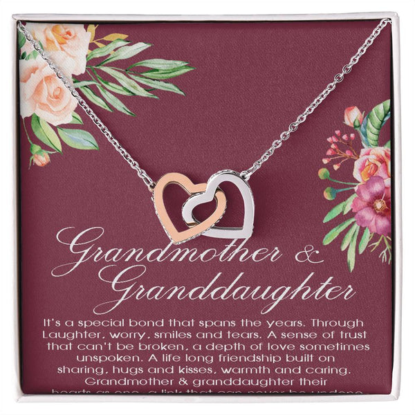 Surgical Steel Heart Pendant, Grandmother and Granddaughter Interlocking Hearts Necklace, Sentimental Birthday Christmas Pres