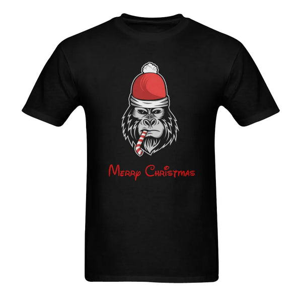 Holiday Ape Graphic Tee, Humorous Christmas Gorilla T-Shirt, Retro Merry Xmas Animal Shirt, Adorable Jungle Animal Holiday Lo