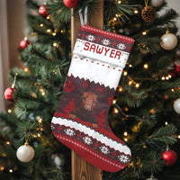 Rustic Farmhouse Holiday Stocking, Personalized Cow Christmas Stocking, Custom Name Cattle Stocking, Western Family Christmas Stocking