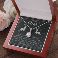 Christmas Message Keepsake Pendant, Wife Eternal Hope Necklace, White Gold Stainless Steel, Romantic Holiday Jewelry Present for Wife