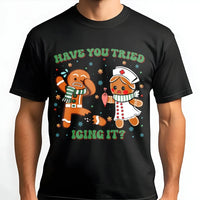 Humorous Medical Holiday Shirt, Gingerbread Icing It Nurse Christmas T-Shirt, Adorable RN Xmas Tee, Healthcare Worker Graphic T-Shirt, EMS Present