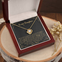 Cubic Zirconia Pendant Necklace, To My Daughter Love Knot Necklace, Meaningful Christmas Present for Her, Daughter Birthday Necklace Jewelry