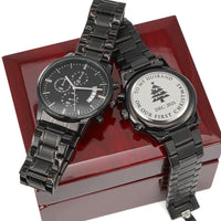 Engraved Christmas Watch for Husband, Personalized Husband Chronograph Watch, Stainless Steel Chronograph Watch, Holiday Present for Him