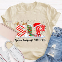 Speech Language Pathologist Tee, SLP Snowman Christmas Shirt, Holiday Speech Therapist T-Shirt, Winter SLP Graphic Tee, Speech Therapy Present