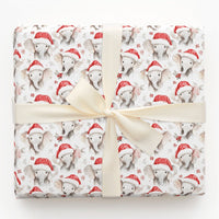 Watercolor Santa Hat Elephant Gift Wrap, Adorable Baby Elephant Wrapping Paper, Christmas Elephant Wrapping Paper, Holiday Animal Present Wrap