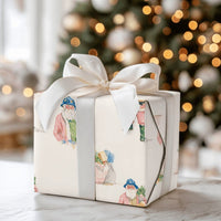 Blue Helmet Santa Gift Wrap, Watercolor Santa Claus Wrapping Paper, Whimsical Christmas Wrapping Paper, Fun Holiday Present Wrapping Paper