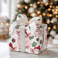 Adorable Watercolor Piglet Gift Wrap, Santa Hat Pig Wrapping Paper, Festive Animal Christmas Wrapping Paper, Whimsical Holiday Present Gift Wrap