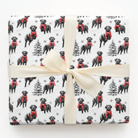 Winter Dog in Red Scarf Gift Wrap, Black Lab Wrapping Paper, Snowy Labrador Christmas Wrapping Paper, Holiday Dog Lover Wrapping Paper