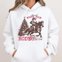 Western Christmas Hoodie, Cowboy Santa Hoodie, Rodeo Holiday Hooded Sweatshirt, Retro Country Xmas Pullover Hoodie, Humorous Holiday Present