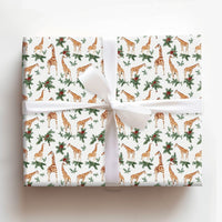 Watercolor Safari Gift Wrap, Christmas Giraffe Wrapping Paper, Holly Berries Wrapping Paper Roll, Holiday Animal Gift Wrap