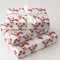 Red Pom Pom Christmas Gift Wrap, Cheerleader Santa Wrapping Paper, Fun Secret Santa Present Paper, Festive Holiday Gift Wrapping Paper