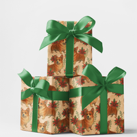 Adorable Dog Poinsettia Gift Wrap, Corgi Christmas Wrapping Paper, Festive Dog Lover Wrapping Paper, Holiday Puppy Christmas Present Paper Roll