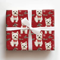 West Highland White Terrier Gift Wrap, Westie Christmas Wrapping Paper, Festive Dog Holiday Wrapping Paper, Adorable Dog Lover Gift Wrap Roll