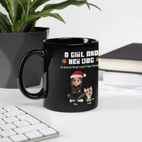 Adorable Holiday Dog Mom Coffee Mug, Girl and Her Dog Christmas Mug, 11oz 15oz Ceramic Xmas Coffee Cup, Winter Pet Lover Present for Her