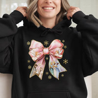 Coquette Bow Christian Nativity Sweatshirt, Nativity Scene Christmas Hoodie, Religious Holiday Graphic Pullover, Jesus Birth Xmas Present