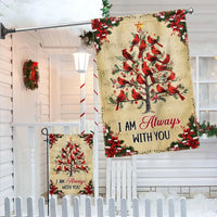 Christmas Tree Memorial Yard Flag, I Am Always with You Cardinal Garden Flag, Double-Sided Bereavement Flag, Red Bird Lawn Decor