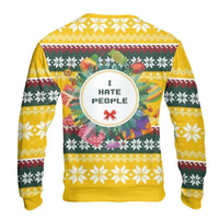 Ugly Christmas Wreath Sweatshirt, I Hate People Sweatshirt, Humorous Introvert Holiday Sweatshirt, Sarcastic Xmas Pullover, Humorous Present