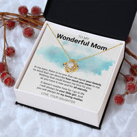 14k White Gold Finish Infinity Knot Necklace, Love Knot Necklace for Mom, Cubic Zirconia Pendant Necklace, Christmas Present from Daughter