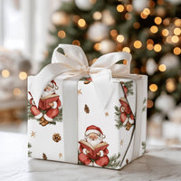 Book Lover Christmas Gift Wrap, Reading Santa Wrapping Paper, Vintage Watercolor Wrapping Paper, Pinecone Holiday Gift Wrap Roll